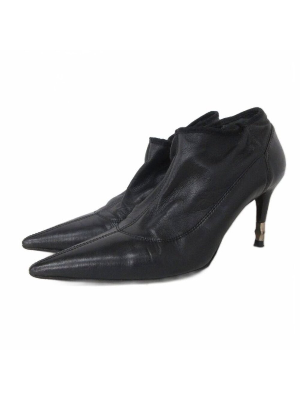 Gucci Pumps Leather Stiletto Heels Pointed Toe Black